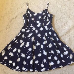 Old Navy Fit & Flare Navy Floral Cami Dress L